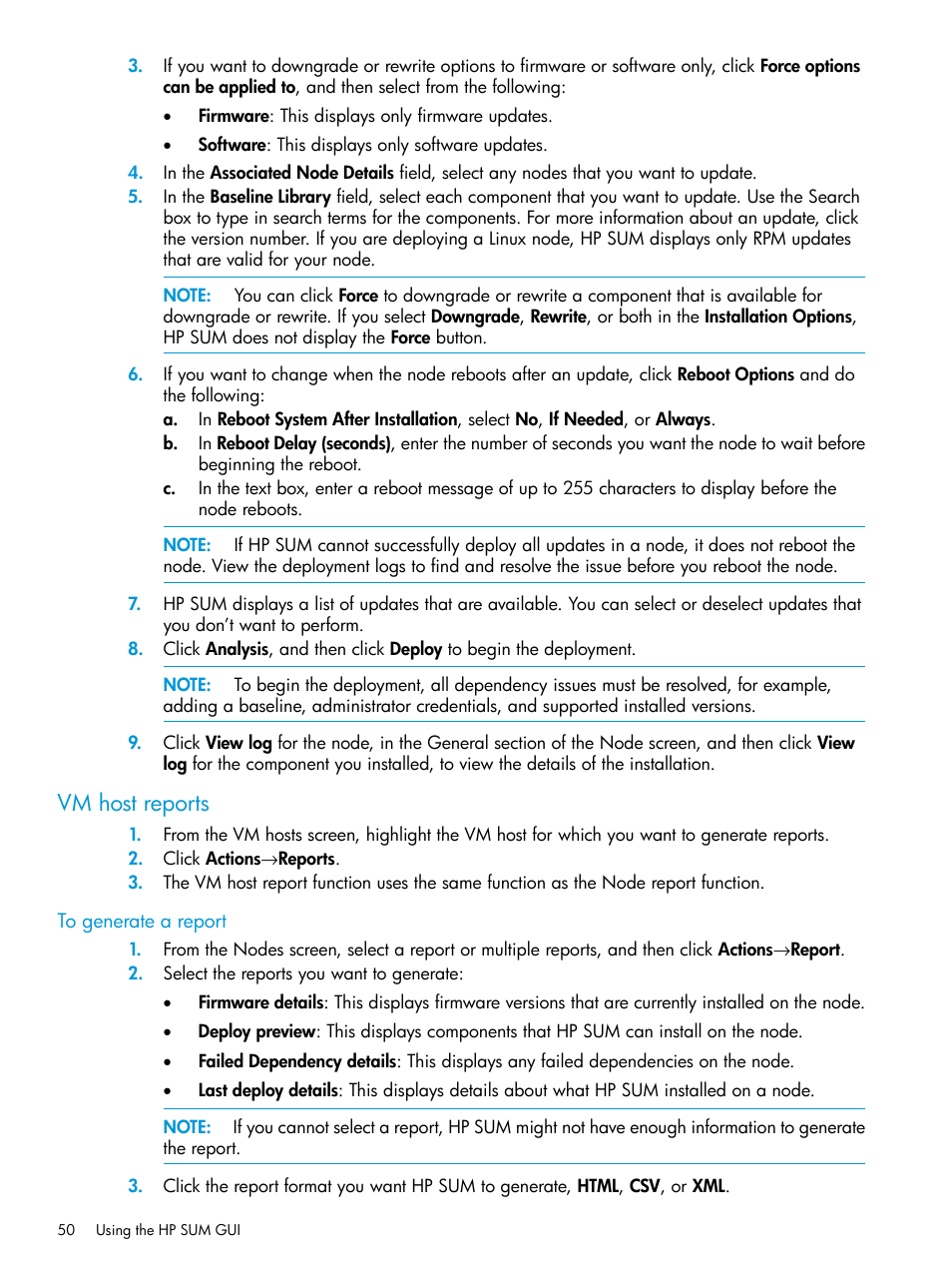 Vm host reports | HP Smart Update Manager User Manual | Page 50 / 130