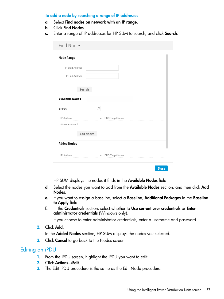 Editing an ipdu | HP Smart Update Manager User Manual | Page 57 / 130