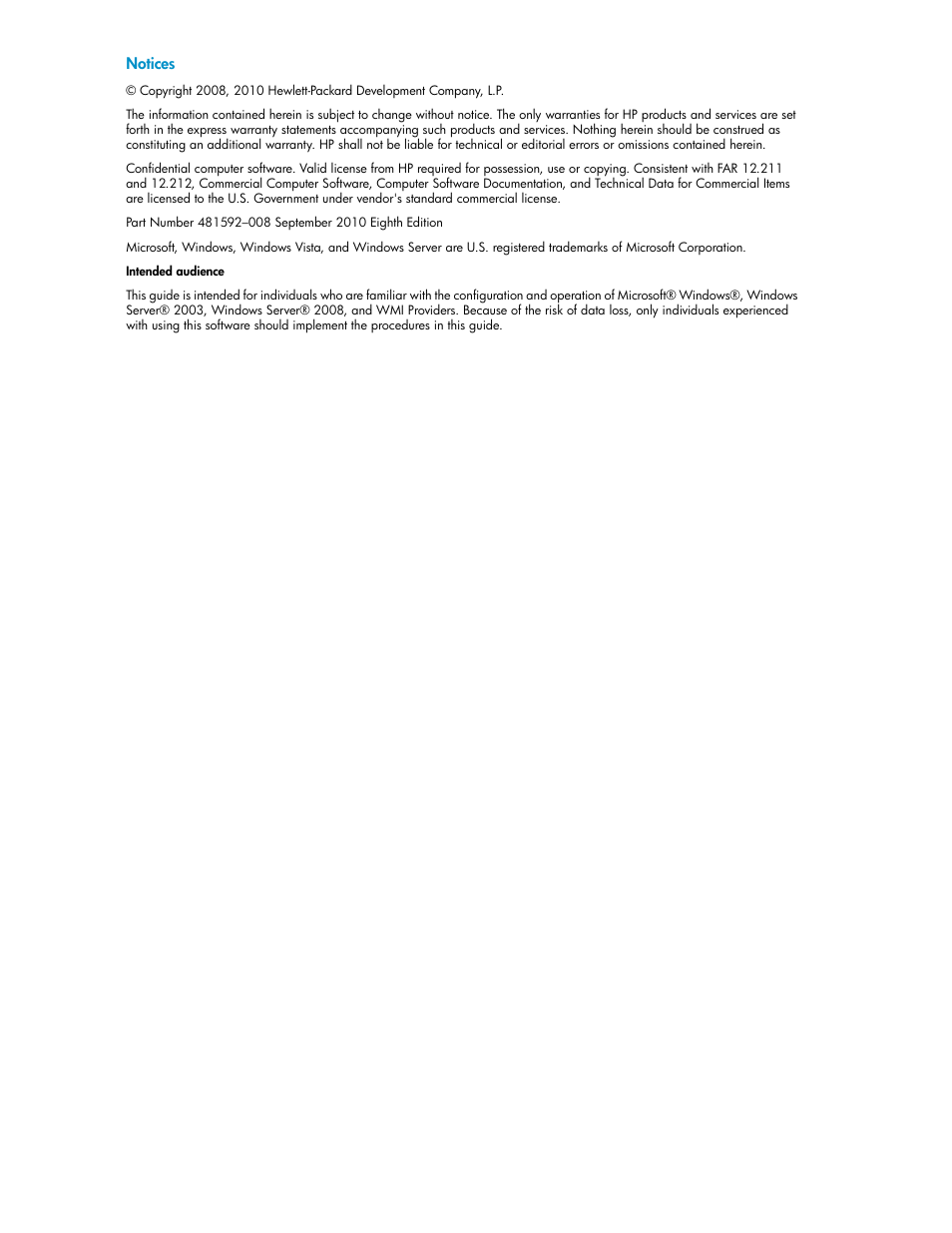 HP Insight Management WBEM Providers User Manual | Page 2 / 46