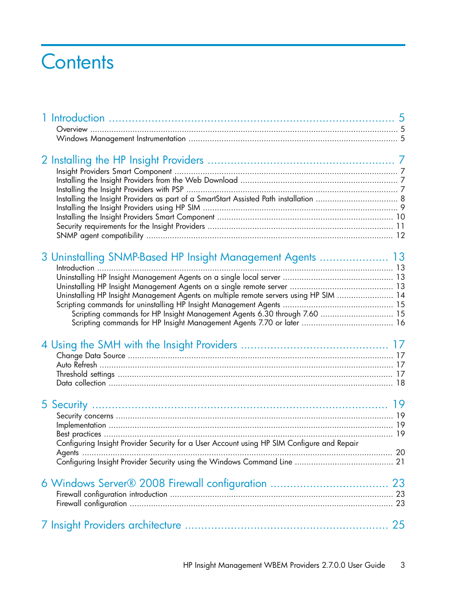 HP Insight Management WBEM Providers User Manual | Page 3 / 46