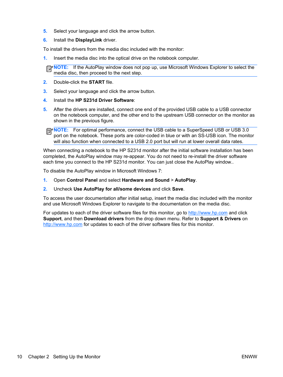 HP EliteDisplay S231d 23-in IPS LED BLU Notebook Docking Monitor User Manual | Page 16 / 30