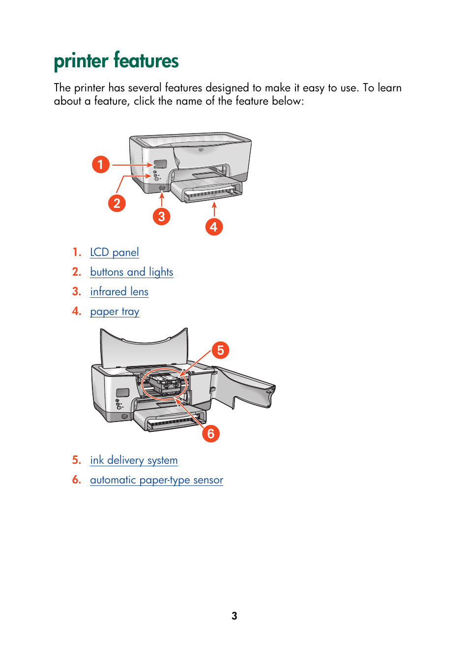 Printer features | HP Color Inkjet cp1160 Printer series User Manual | Page 11 / 216