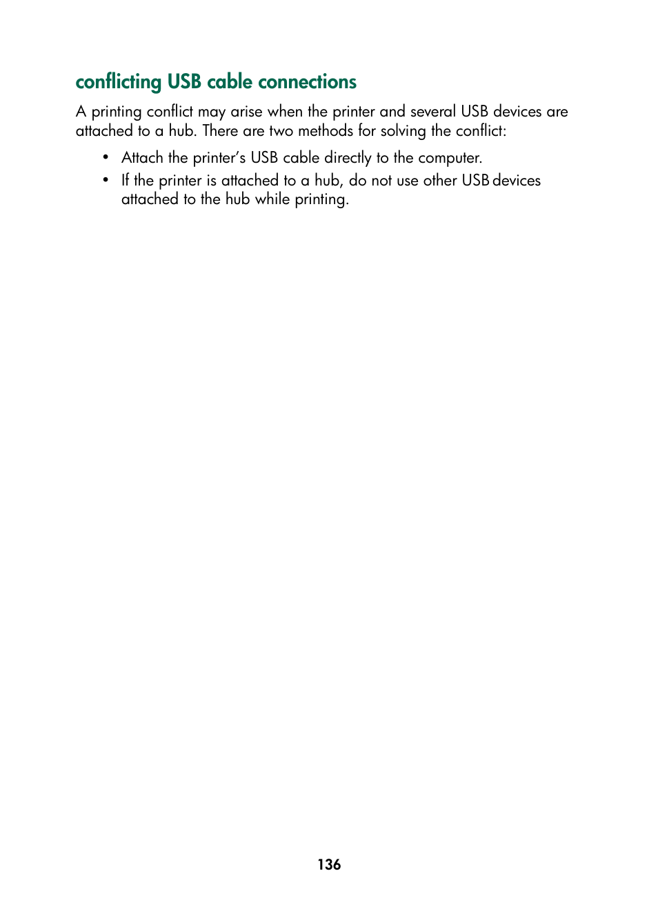 Conflicting usb cable connections | HP Color Inkjet cp1160 Printer series User Manual | Page 144 / 216