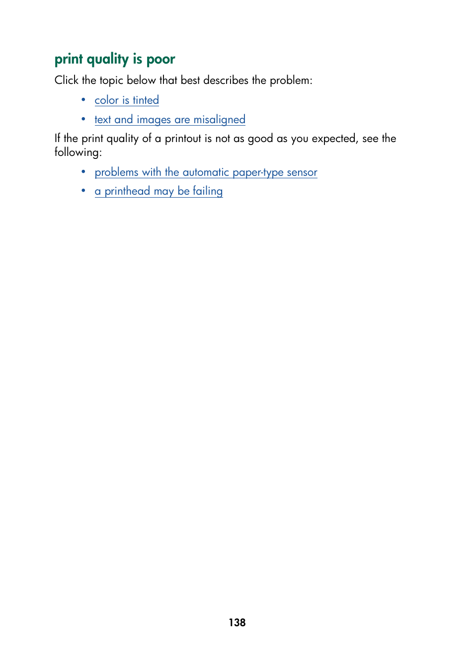 Print quality is poor | HP Color Inkjet cp1160 Printer series User Manual | Page 146 / 216
