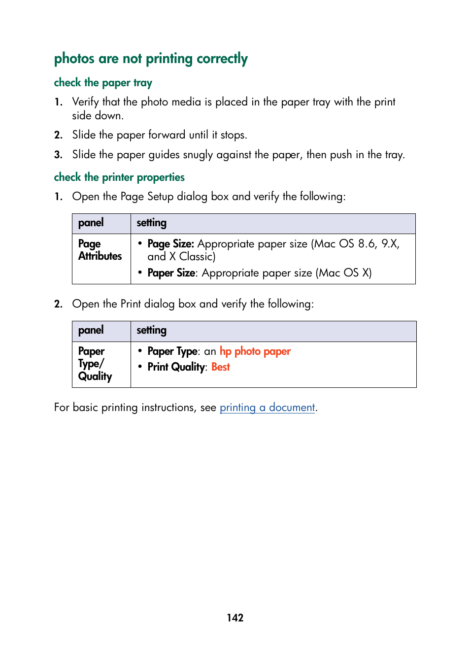 Photos are not printing correctly | HP Color Inkjet cp1160 Printer series User Manual | Page 150 / 216