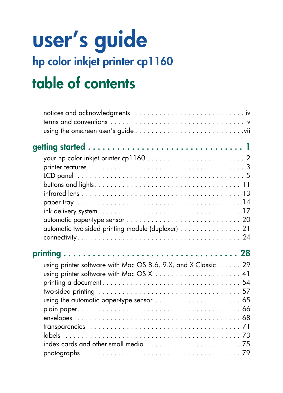 HP Color Inkjet cp1160 Printer series User Manual | Page 2 / 216