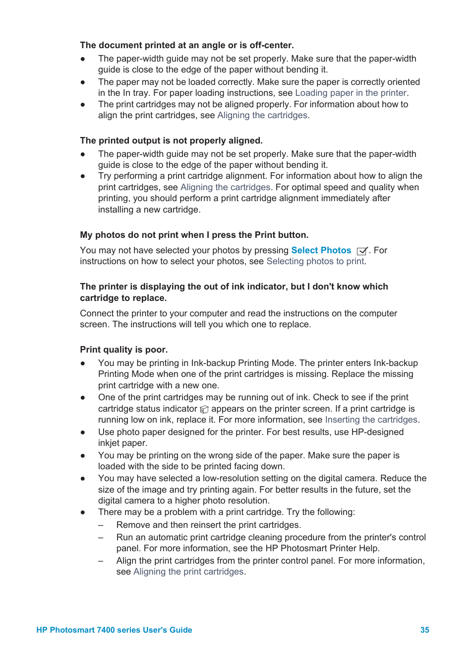 HP Photosmart 7450 Photo Printer User Manual | Page 37 / 51