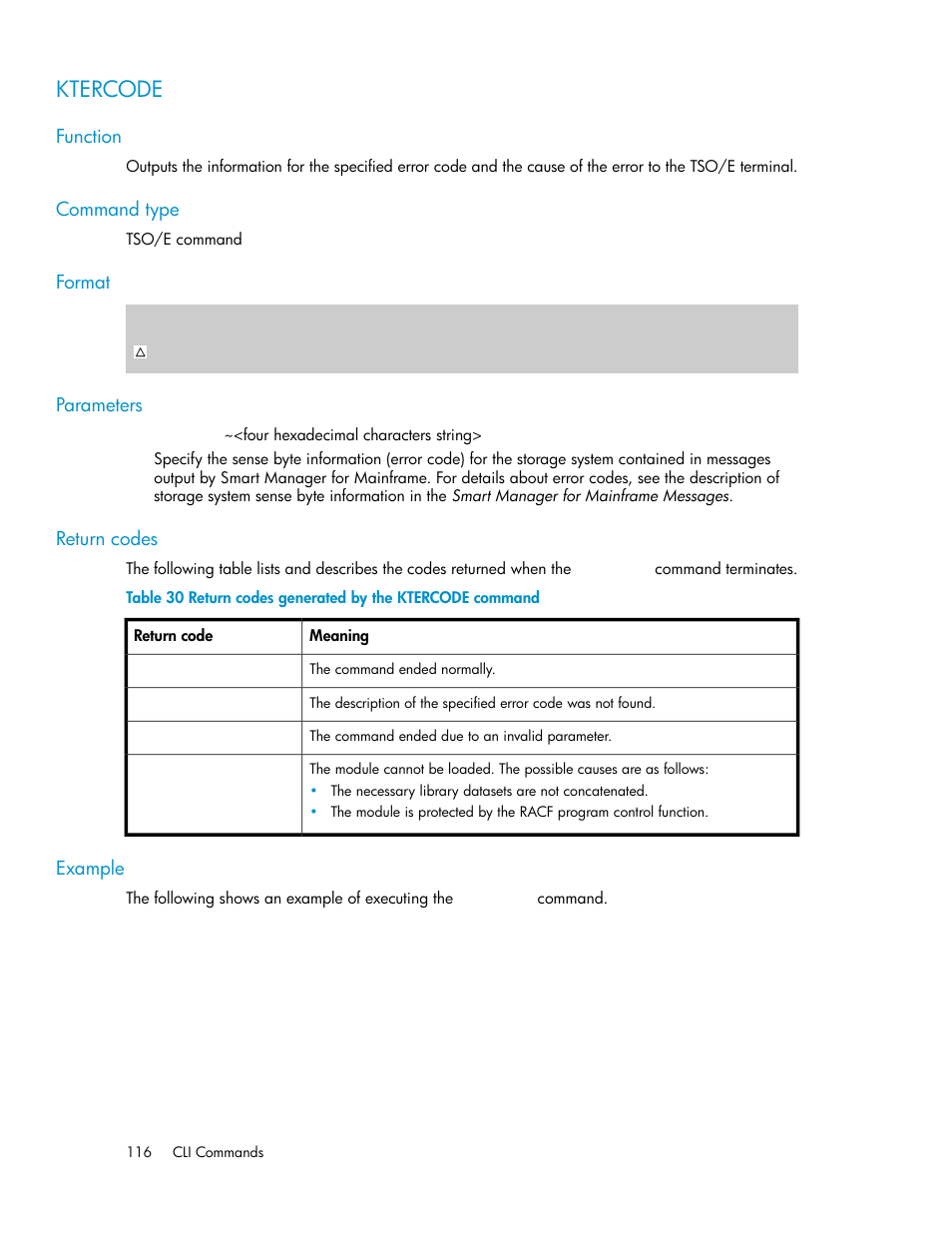 Ktercode, Return codes generated by the ktercode command | HP XP P9500 Storage User Manual | Page 116 / 240