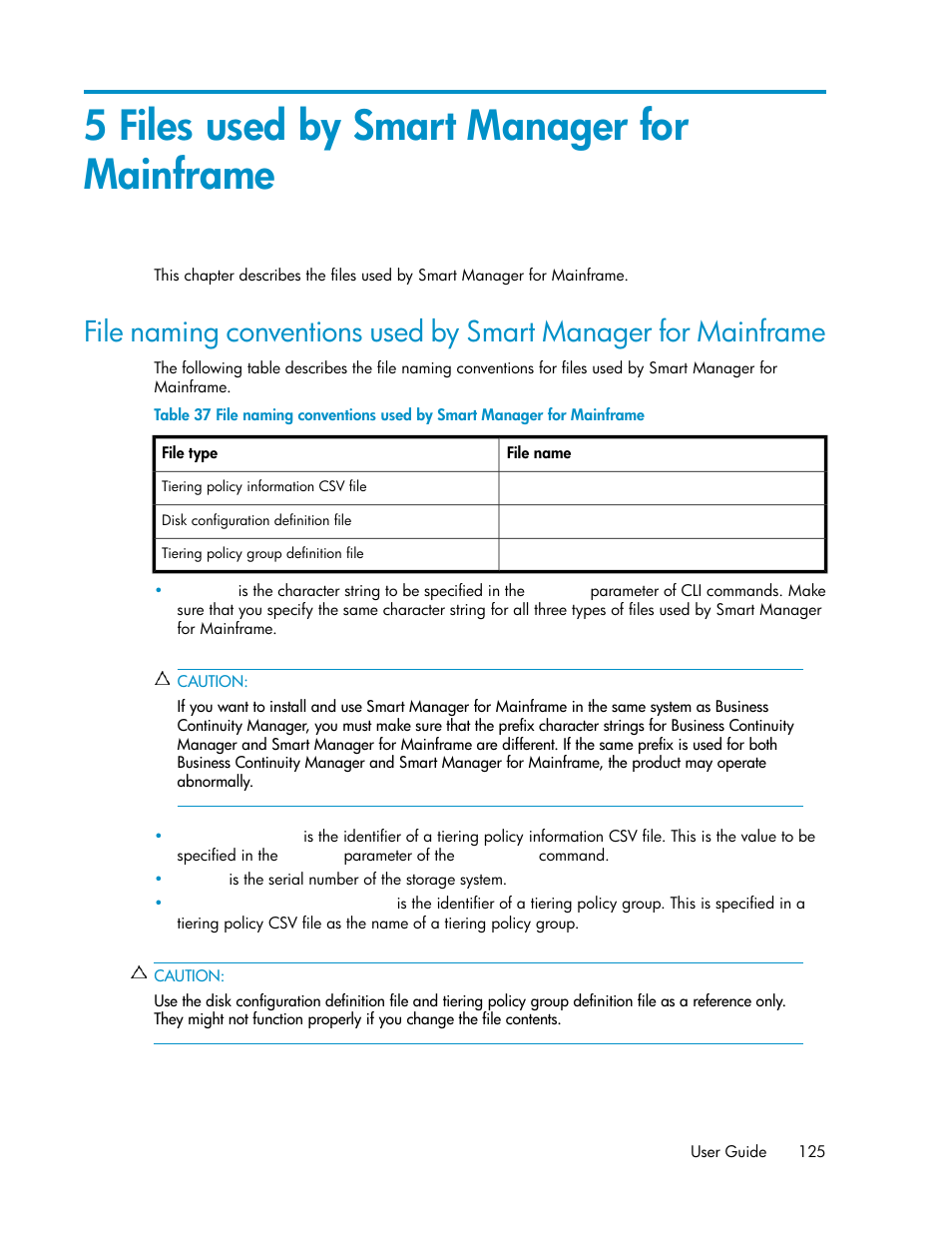 5 files used by smart manager for mainframe, Chapter 5 | HP XP P9500 Storage User Manual | Page 125 / 240