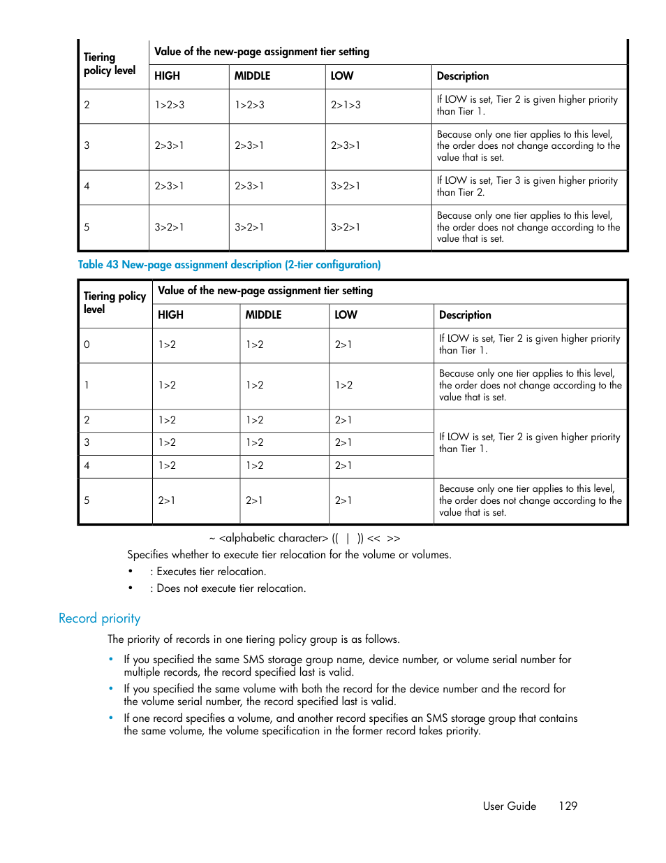 Record priority | HP XP P9500 Storage User Manual | Page 129 / 240