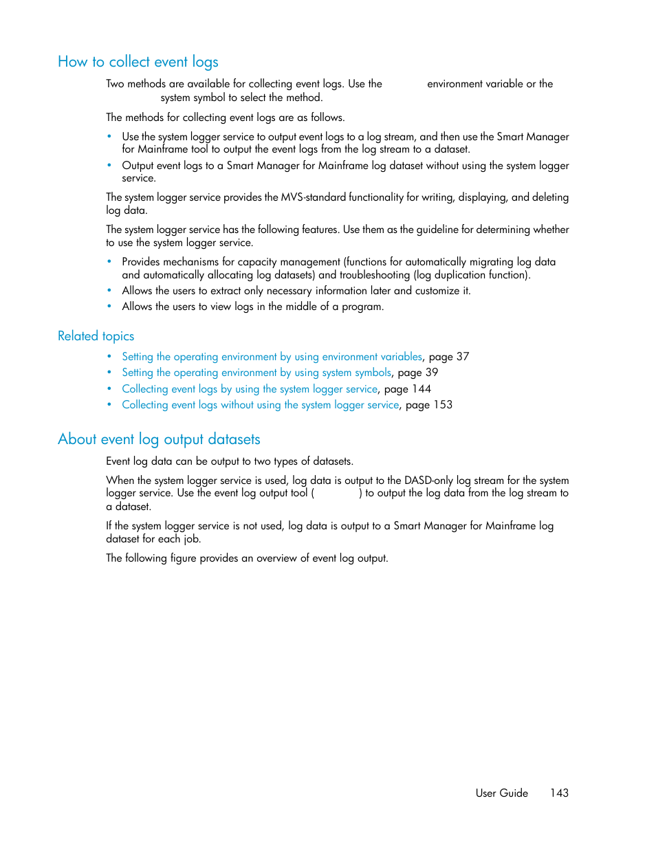 How to collect event logs, About event log output datasets, 143 about event log output datasets | HP XP P9500 Storage User Manual | Page 143 / 240