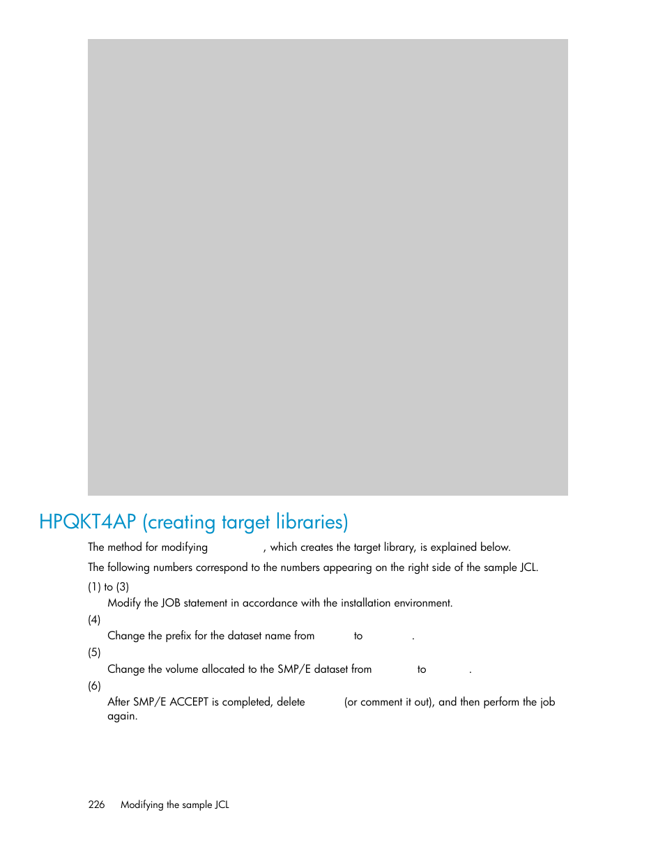 Hpqkt4ap (creating target libraries) | HP XP P9500 Storage User Manual | Page 226 / 240
