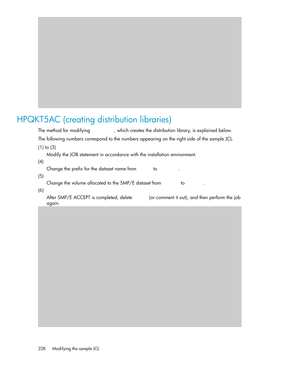 Hpqkt5ac (creating distribution libraries) | HP XP P9500 Storage User Manual | Page 228 / 240
