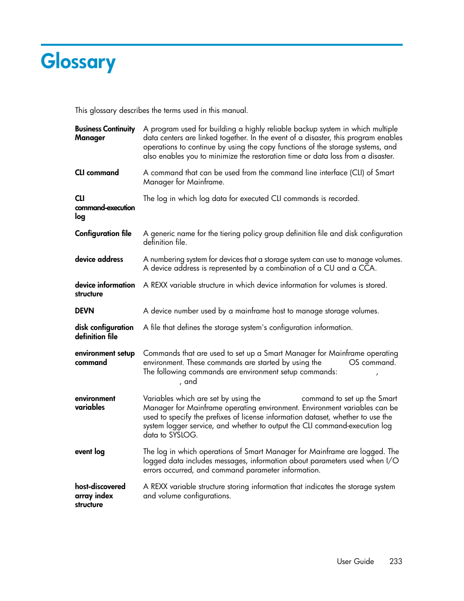 Glossary | HP XP P9500 Storage User Manual | Page 233 / 240