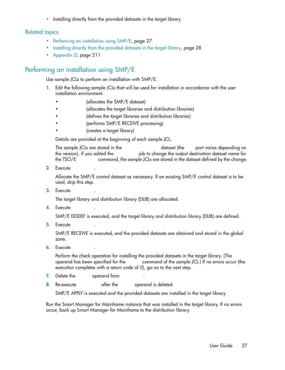 Performing an installation using smp/e | HP XP P9500 Storage User Manual | Page 27 / 240