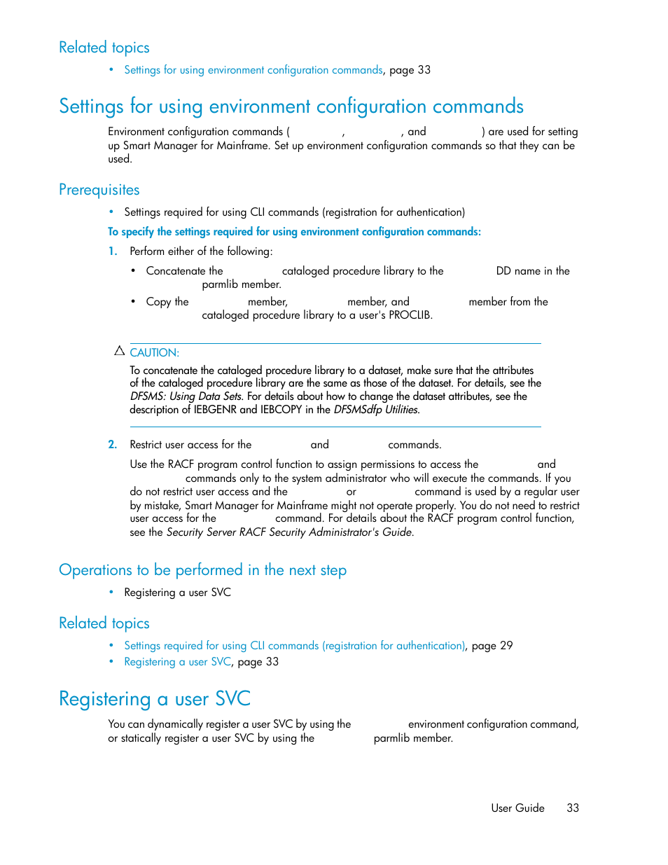 Registering a user svc, 33 registering a user svc, Related topics | Prerequisites, Operations to be performed in the next step | HP XP P9500 Storage User Manual | Page 33 / 240