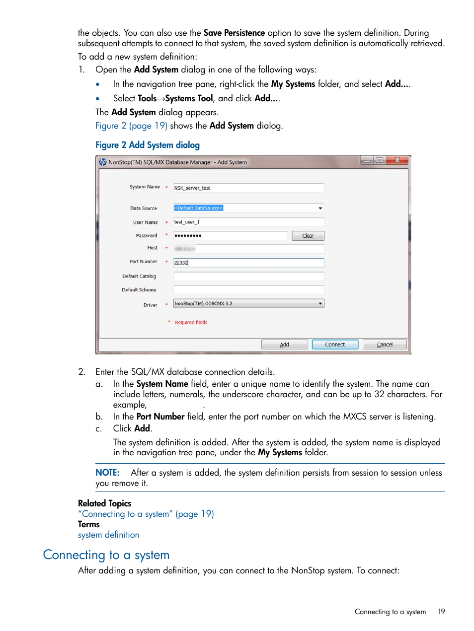 Connecting to a system | HP Integrity NonStop J-Series User Manual | Page 19 / 110