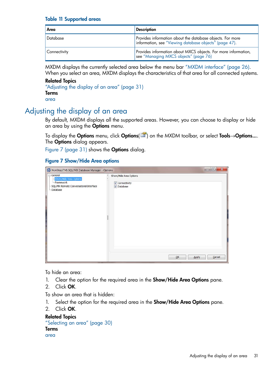 Adjusting the display of an area | HP Integrity NonStop J-Series User Manual | Page 31 / 110