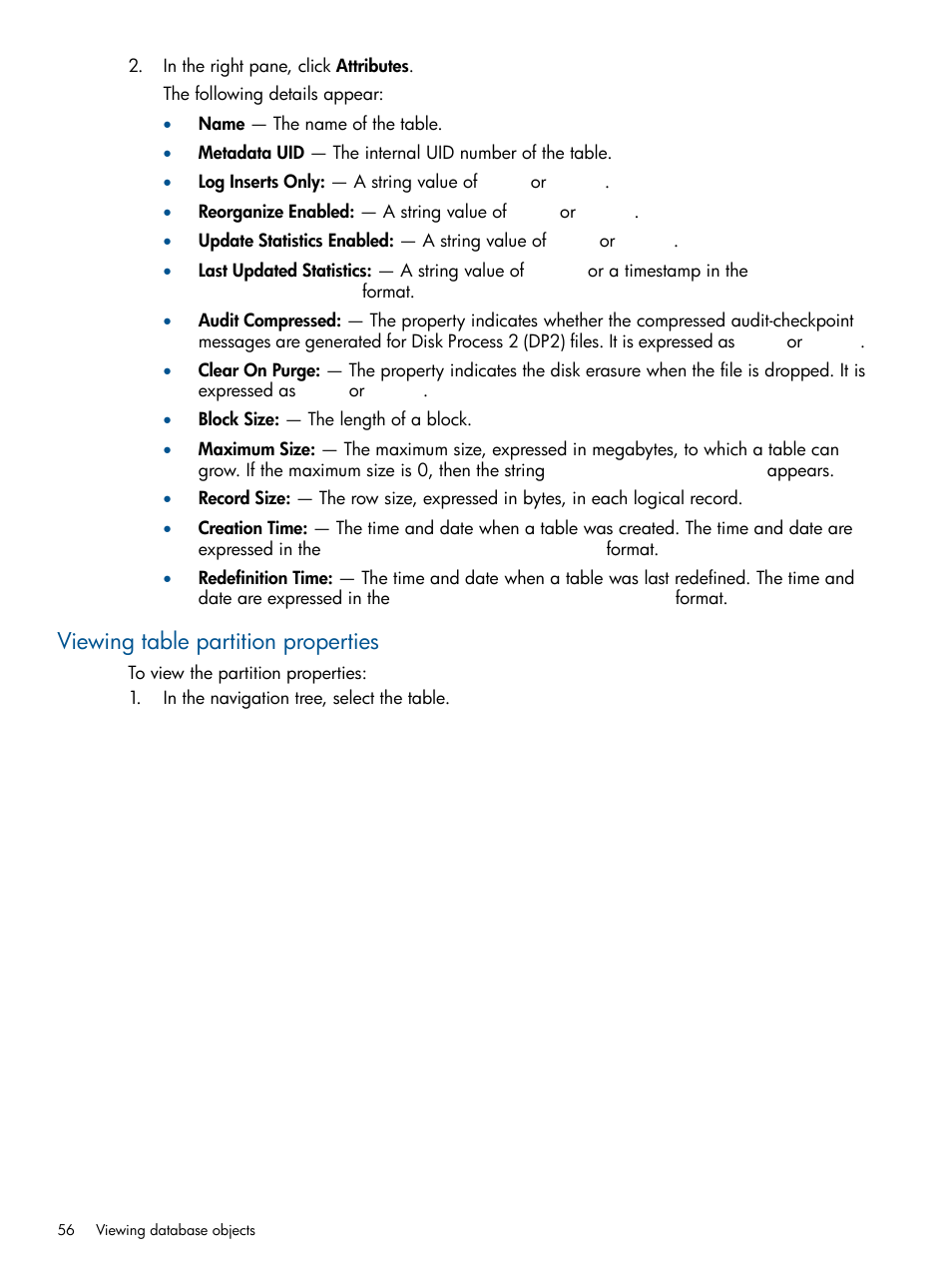 Viewing table partition properties | HP Integrity NonStop J-Series User Manual | Page 56 / 110