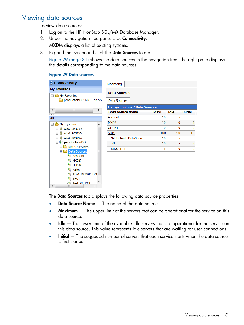 Viewing data sources | HP Integrity NonStop J-Series User Manual | Page 81 / 110