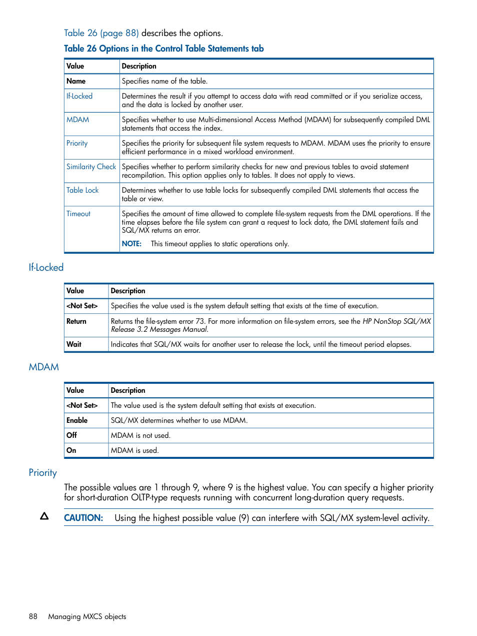 If-locked, Mdam, Priority | If-locked mdam priority | HP Integrity NonStop J-Series User Manual | Page 88 / 110