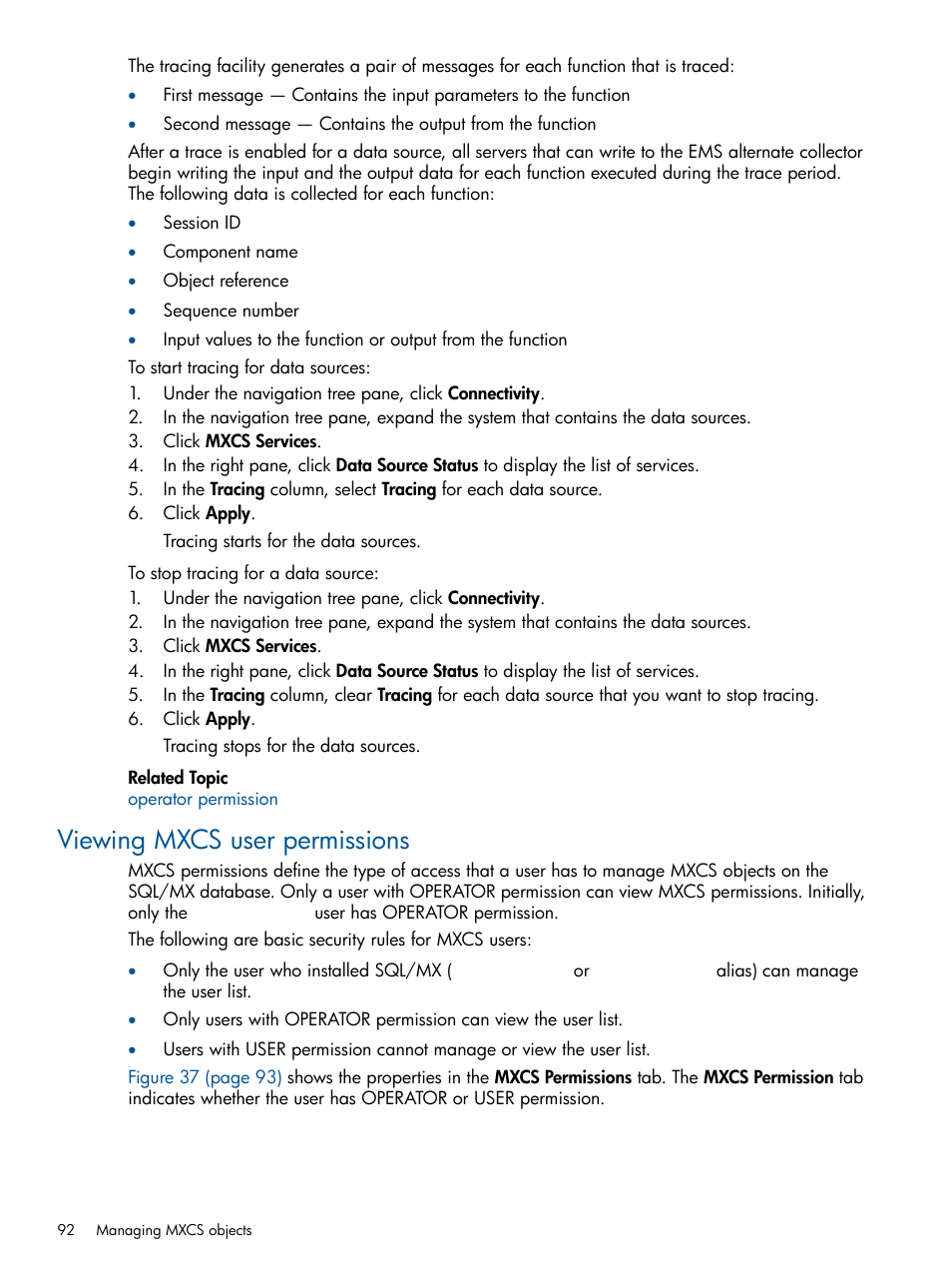 Viewing mxcs user permissions | HP Integrity NonStop J-Series User Manual | Page 92 / 110