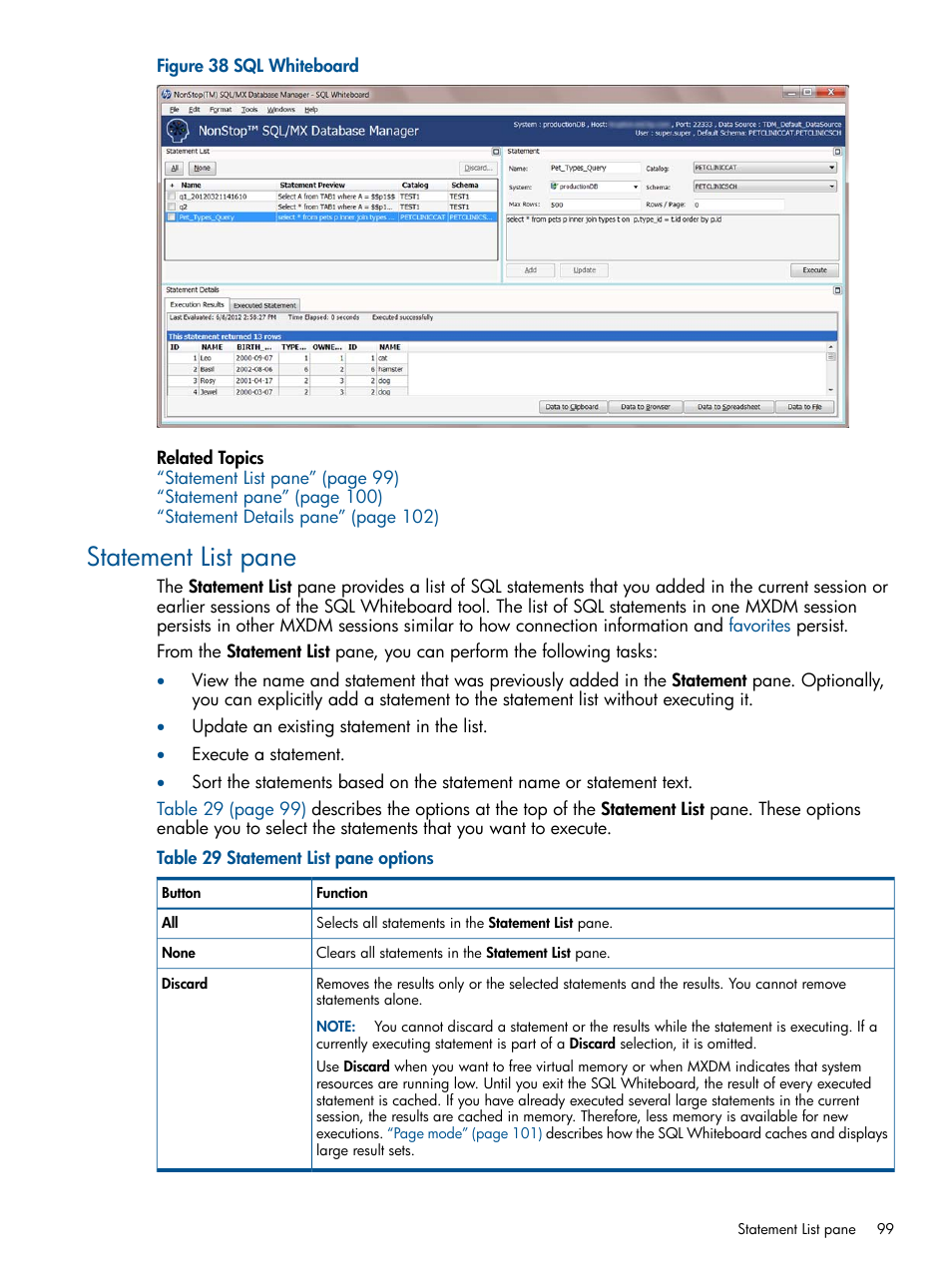 Statement list pane | HP Integrity NonStop J-Series User Manual | Page 99 / 110