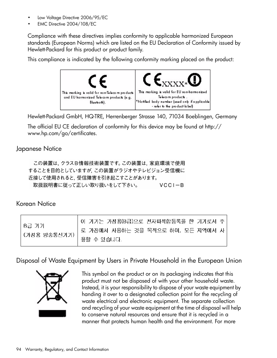 Japanese notice, Korean notice | HP 30b Business Professional Calculator User Manual | Page 102 / 114