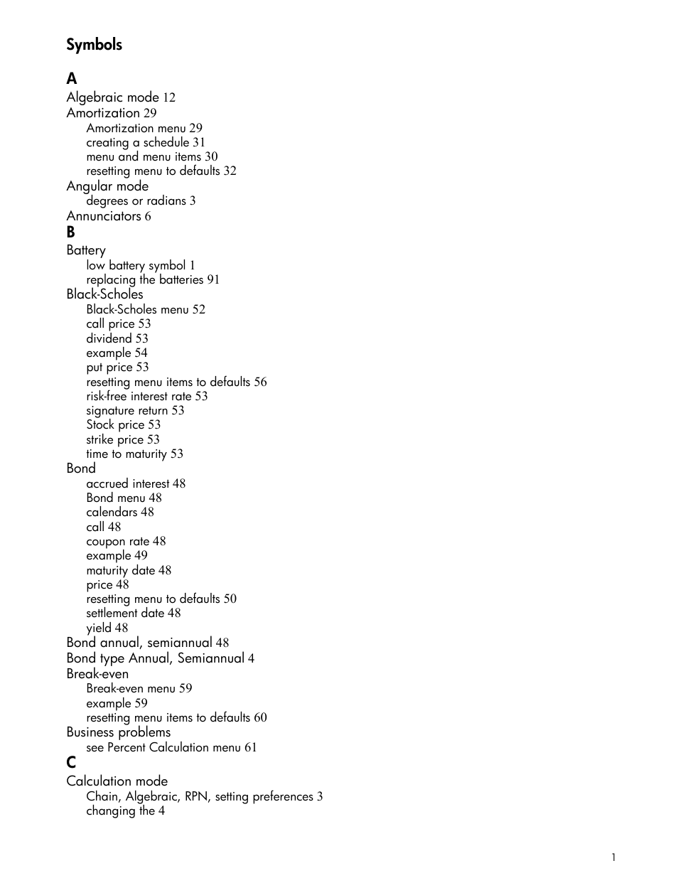 Index | HP 30b Business Professional Calculator User Manual | Page 109 / 114