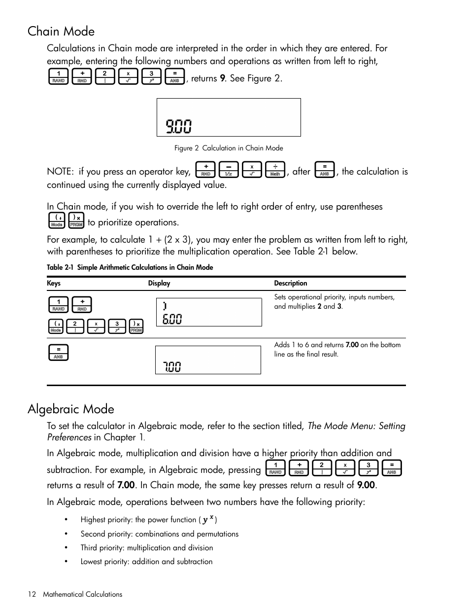 Chain mode, Algebraic mode, 2*3d | HP 30b Business Professional Calculator User Manual | Page 20 / 114