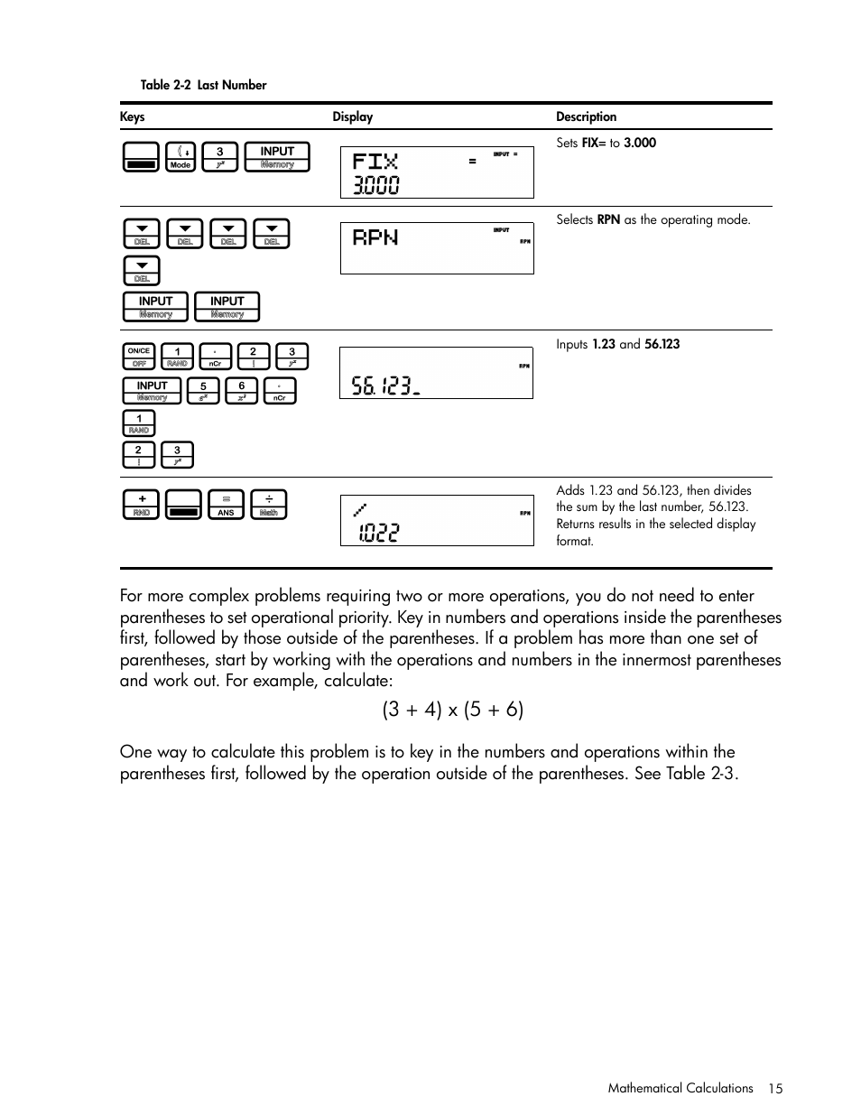 E table 2-2 | HP 30b Business Professional Calculator User Manual | Page 23 / 114