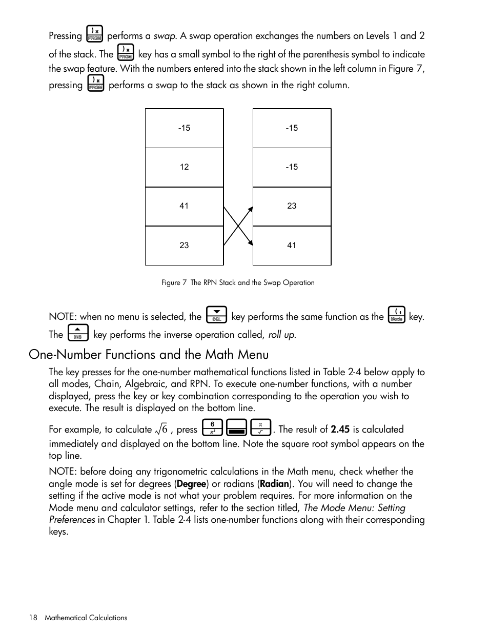 One-number functions and the math menu | HP 30b Business Professional Calculator User Manual | Page 26 / 114