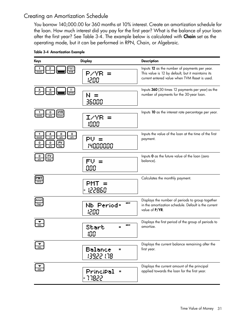 Creating an amortization schedule | HP 30b Business Professional Calculator User Manual | Page 39 / 114
