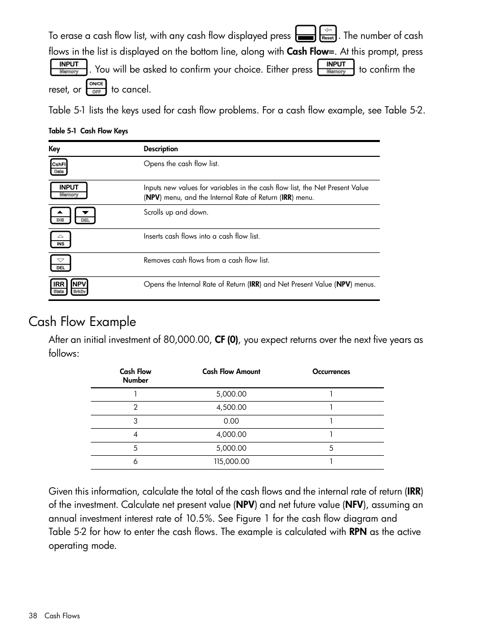 Cash flow example | HP 30b Business Professional Calculator User Manual | Page 46 / 114