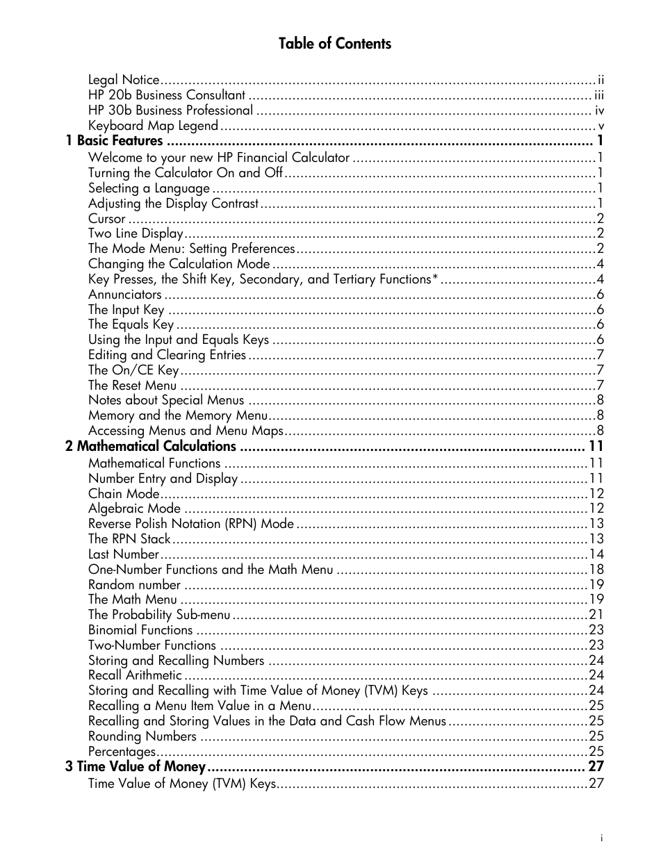 HP 30b Business Professional Calculator User Manual | Page 7 / 114