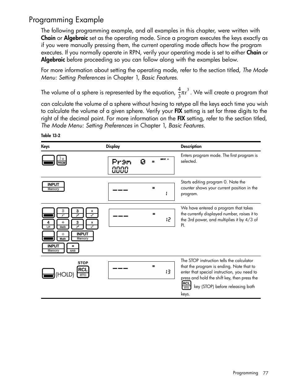 Programming example, H3* 4/3* :si i | HP 30b Business Professional Calculator User Manual | Page 85 / 114