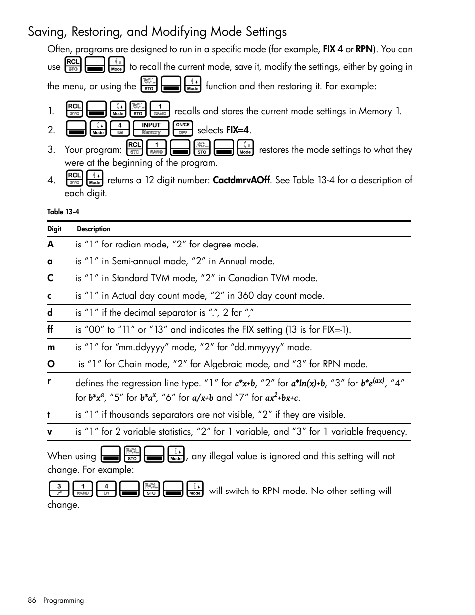 Saving, restoring, and modifying mode settings, L:u$1, U4io | L1:$:u | HP 30b Business Professional Calculator User Manual | Page 94 / 114