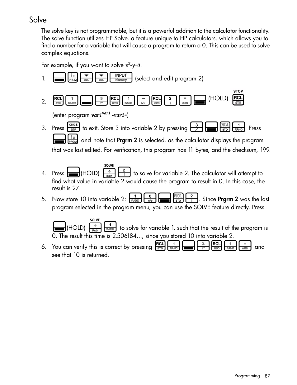 Solve, E<<i, L1:hl1-l2 | L1:hl1 | HP 30b Business Professional Calculator User Manual | Page 95 / 114