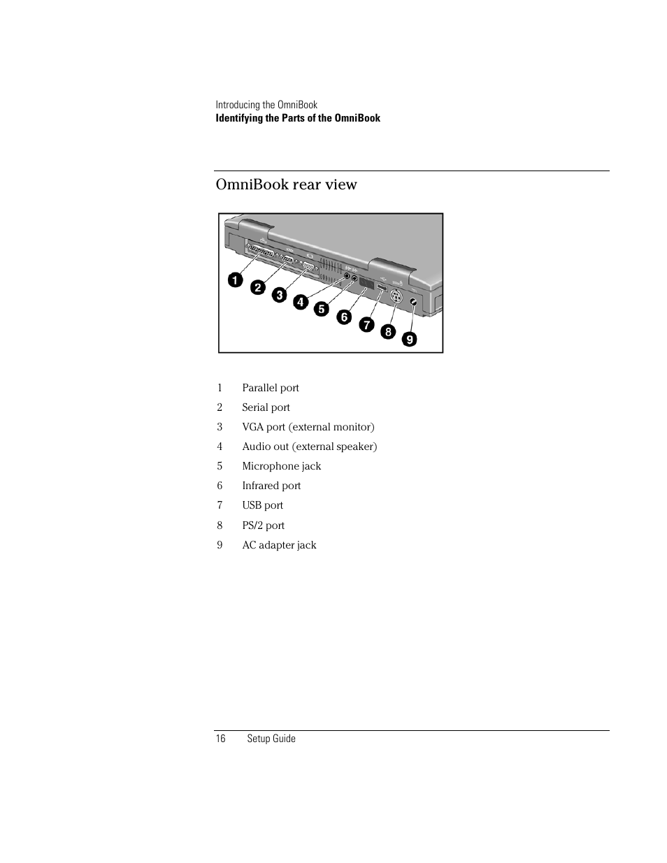 Omnibook rear view | HP OmniBook XE2-DB Notebook PC User Manual | Page 16 / 78