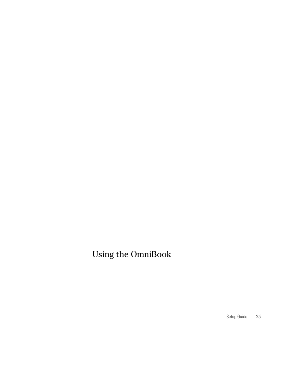 Using the omnibook | HP OmniBook XE2-DB Notebook PC User Manual | Page 25 / 78