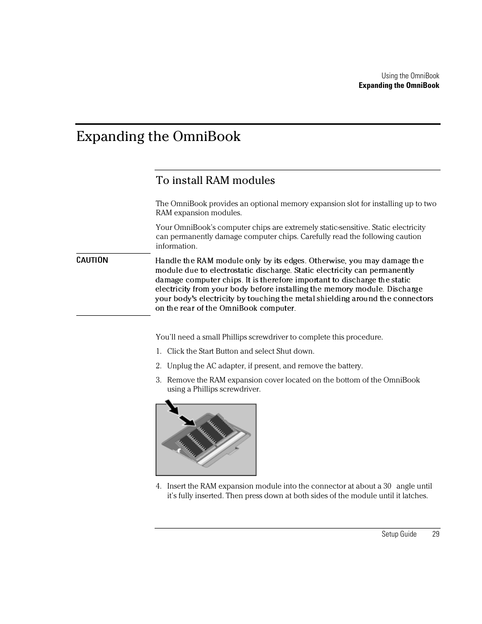 Expanding the omnibook | HP OmniBook XE2-DB Notebook PC User Manual | Page 29 / 78