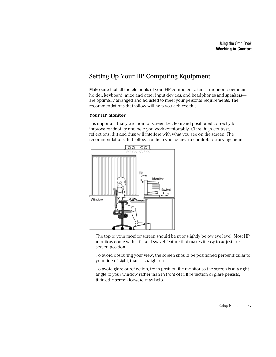 Setting up your hp computing equipment | HP OmniBook XE2-DB Notebook PC User Manual | Page 37 / 78