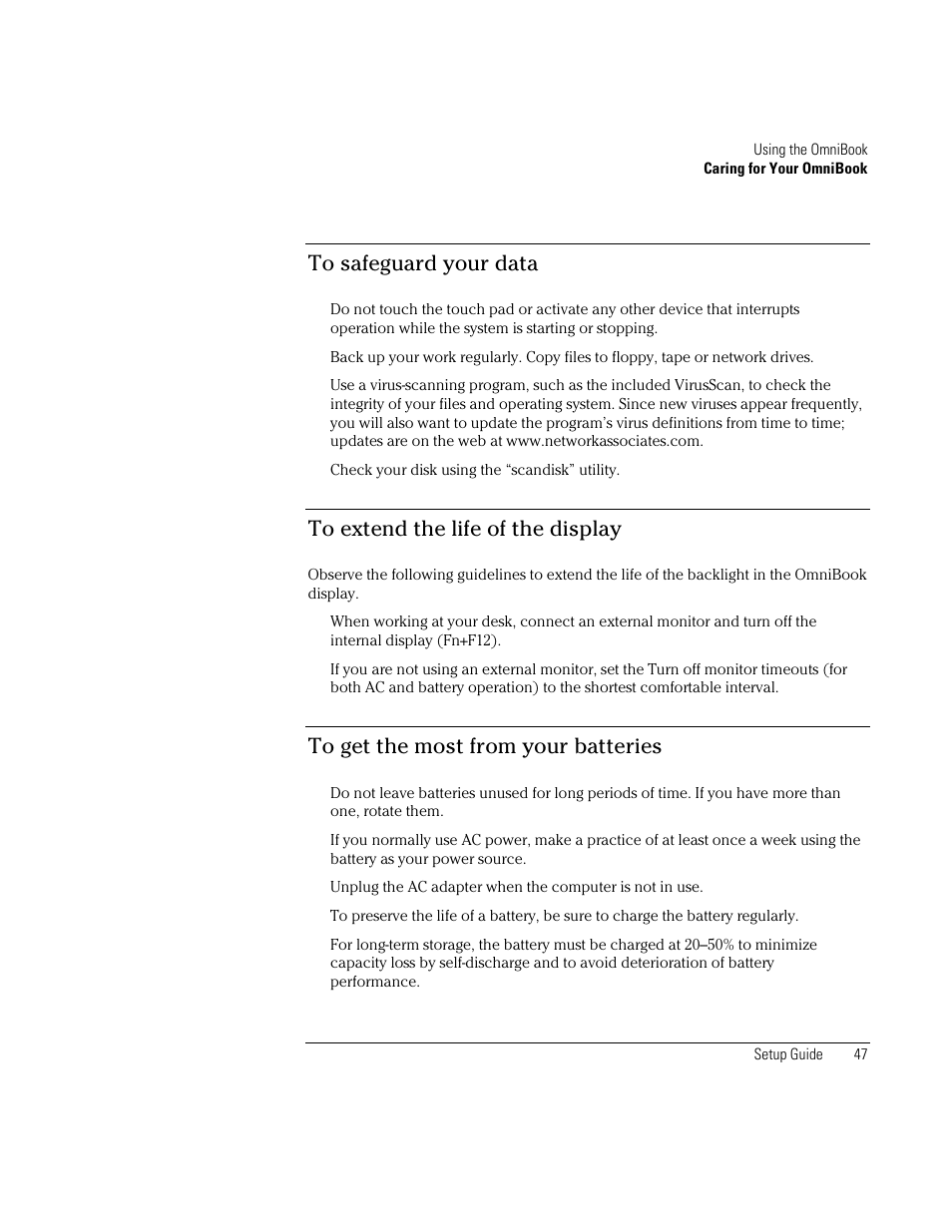 HP OmniBook XE2-DB Notebook PC User Manual | Page 47 / 78