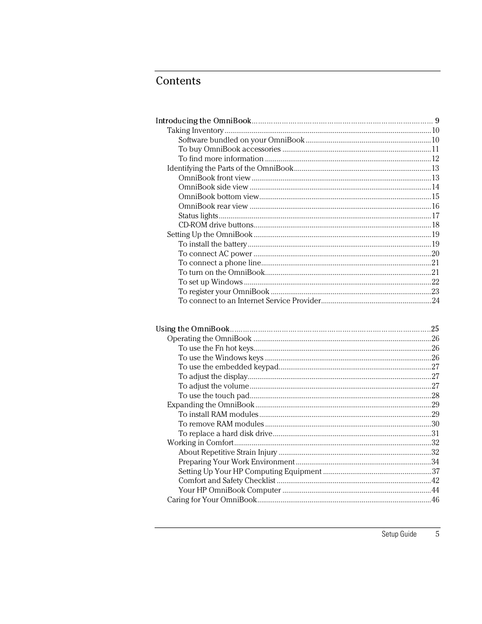 HP OmniBook XE2-DB Notebook PC User Manual | Page 5 / 78