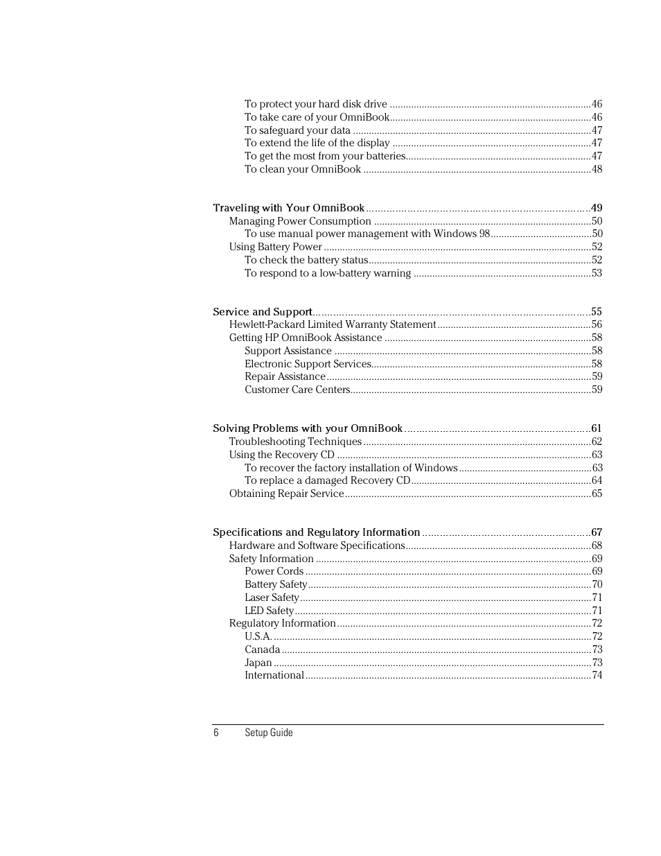 HP OmniBook XE2-DB Notebook PC User Manual | Page 6 / 78