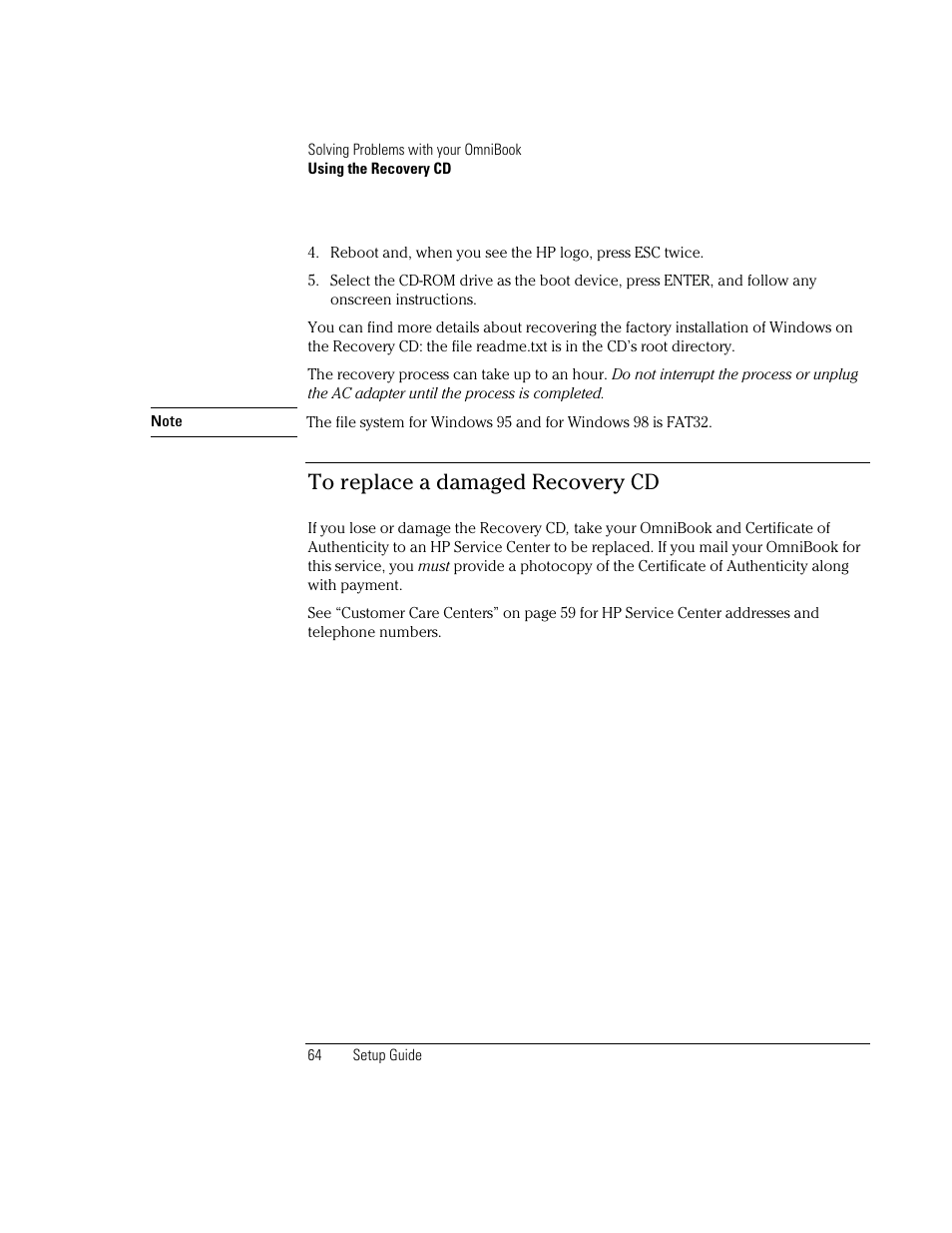 HP OmniBook XE2-DB Notebook PC User Manual | Page 64 / 78