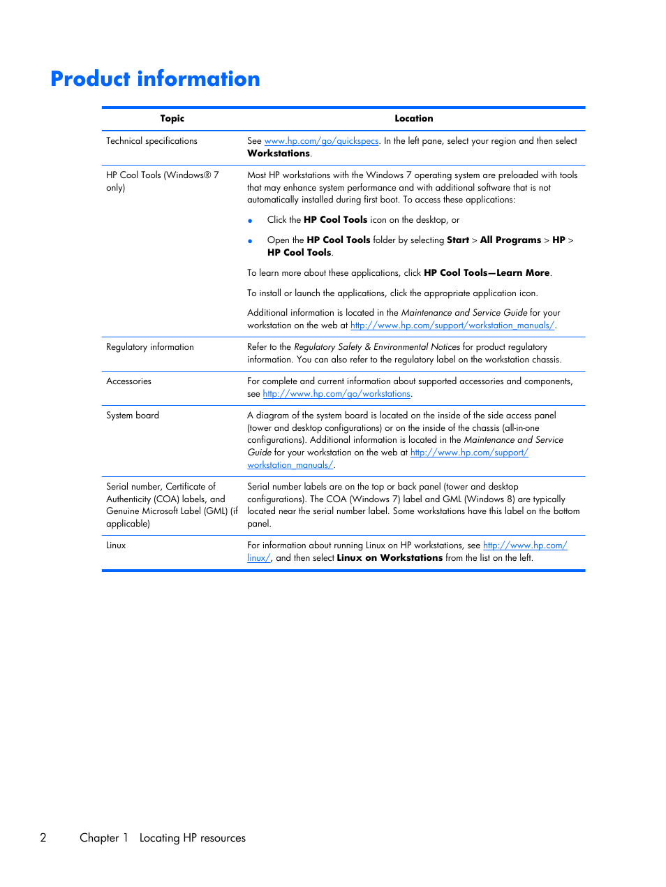 Product information | HP Z230 Tower-Workstation User Manual | Page 10 / 59