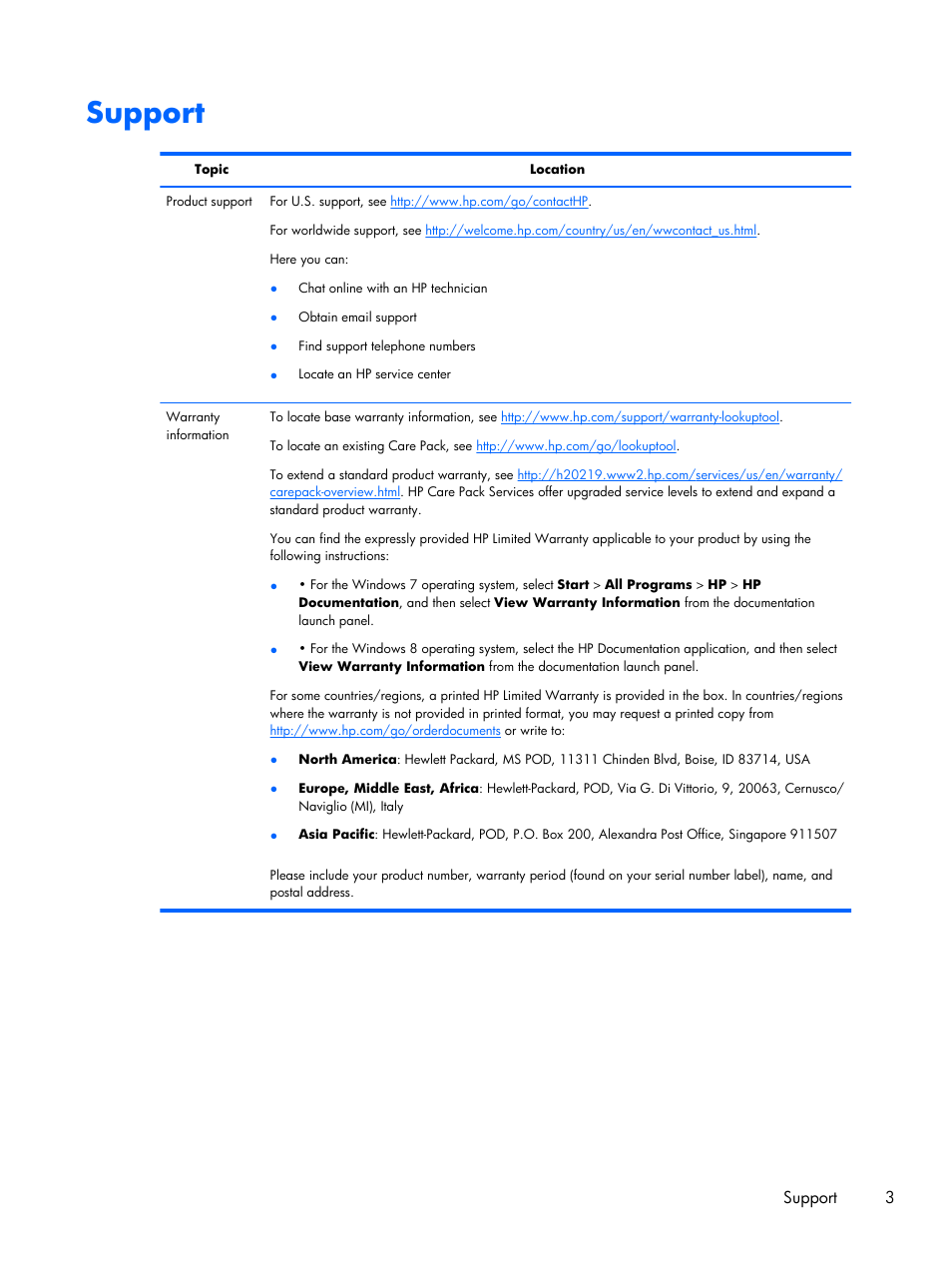 Support, Support 3 | HP Z230 Tower-Workstation User Manual | Page 11 / 59