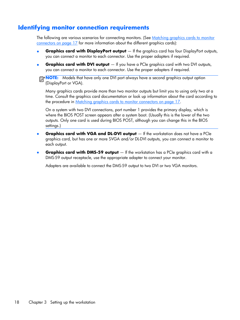 Identifying monitor connection requirements, Identifying monitor | HP Z230 Tower-Workstation User Manual | Page 26 / 59