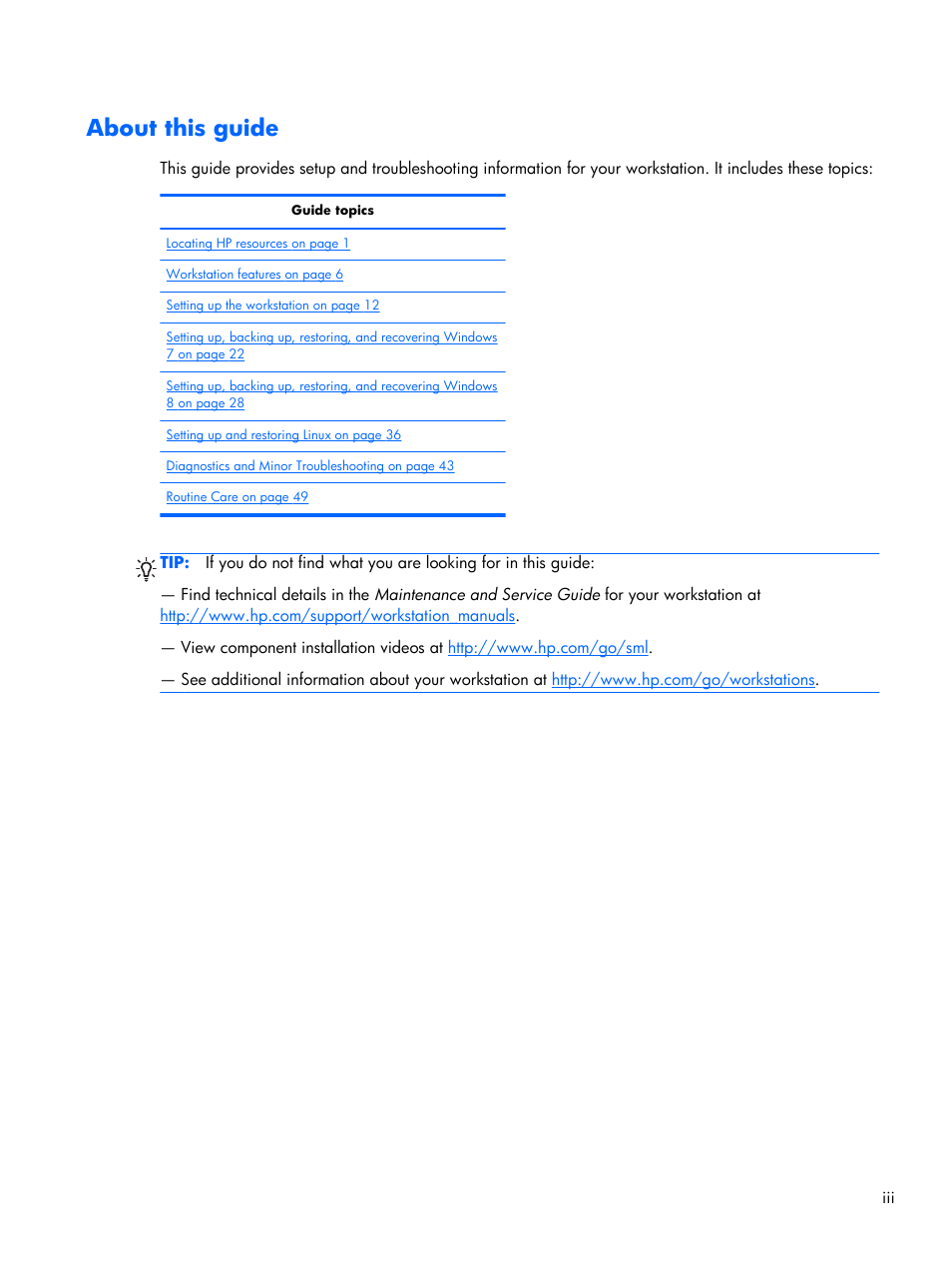 About this guide | HP Z230 Tower-Workstation User Manual | Page 3 / 59